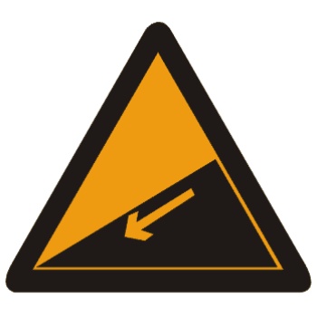 下陡坡:此标志设在纵坡度在7%和市区纵坡度在大于4%的陡坡道路前适当位置。