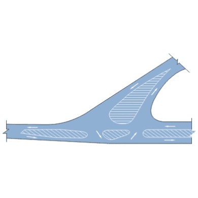 斜交丁字路口导流线: