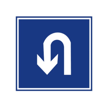 允许掉头:表示允许掉头。此标志设在允许机动车掉头路段的起点和路口以前适当位置。