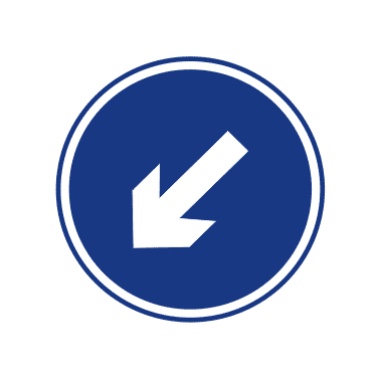 靠左侧道路行驶:表示只准一切车辆靠左侧道路行驶。此标志设在车辆必须靠左侧行驶的路口以前适当位置。