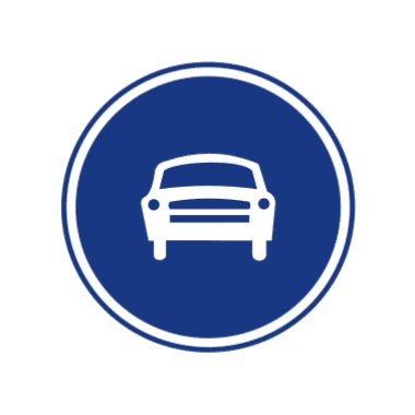 机动车行驶:表示车道机动车行驶。此标志设在道路或车道的起点及交叉路口入口处前适当位置。