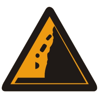 注意落石:此标志设在右侧有落石危险的傍山路段之前适当位置。