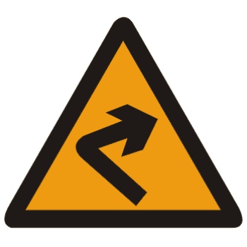 向右急弯路:向右急弯路标志，设在右急转弯的道路前方适当位置。