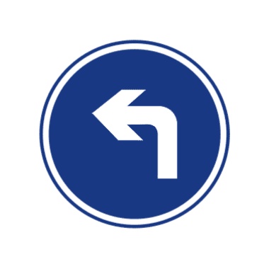 向左转弯:表示只准一切车辆向左转弯。此标志设在车辆必须向左转弯的路口以前适当位置。