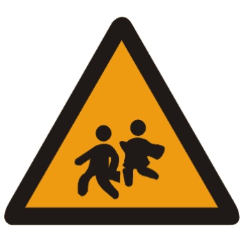 注意儿童:此标志设在小学、幼儿园、少年宫、儿童游乐场等儿童频繁出入的场所或通道处。