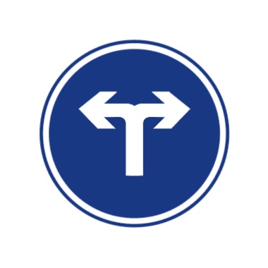 向左和向右转弯:表示只准一切车辆向左和向右转弯。此标志设在车辆必须向左和向右转弯的路口以前适当位置。