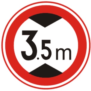 限制高度:表示禁止装载高度超过标志所示数值的车辆通行。此标志设在最大允许高度受限制的地方。 以图为例：装载高度不得超过3.5米。