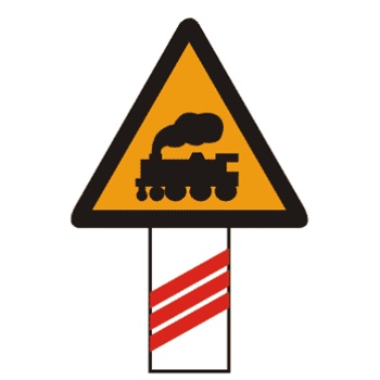 无人看守铁路道口 150M:表示距无人看守铁路道口。三道斜杠标志设在距离铁路道口150m的位置。