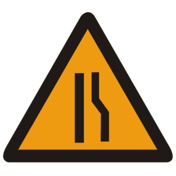 右侧变窄:车行道右侧缩窄。此标志设在窄路以前适当位置。