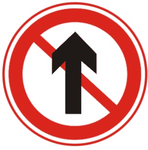禁止直行:表示前方路口禁止一切车辆直行。此标志设在禁止直行的路口前适当位置。