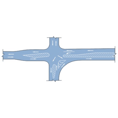 复杂行驶条件十字路口导流线: