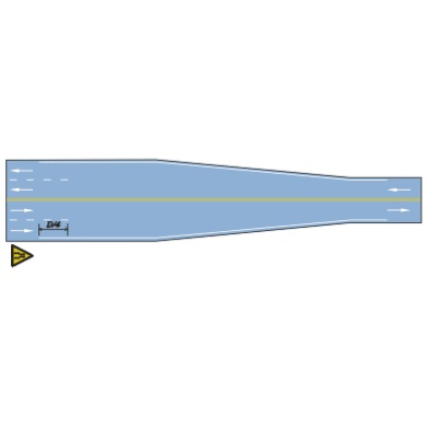 四车道缩减为两车道: