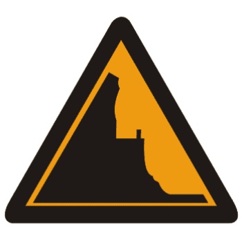 傍山险路:此标志设在山区地势险要路段（道路外侧位陡壁、悬崖危险的路段）以前适当位置。