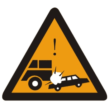 事故易发路段:此标志设在交通事故易发路段以前适当位置。