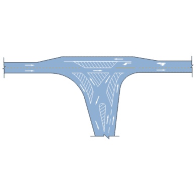 复杂行驶条件丁字路口导流线: