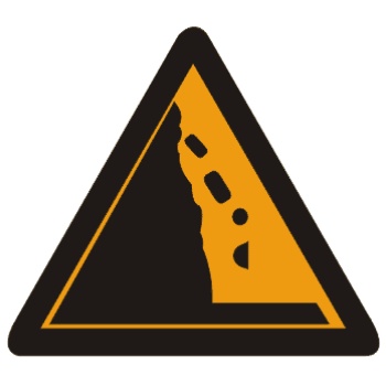 注意落石:此标志设在左侧有落石危险的傍山路段之前适当位置。