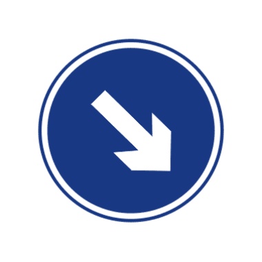 靠右侧道路行驶:表示只准一切车辆靠右侧道路行驶。此标志设在车辆必须靠右侧行驶的路口以前适当位置。
